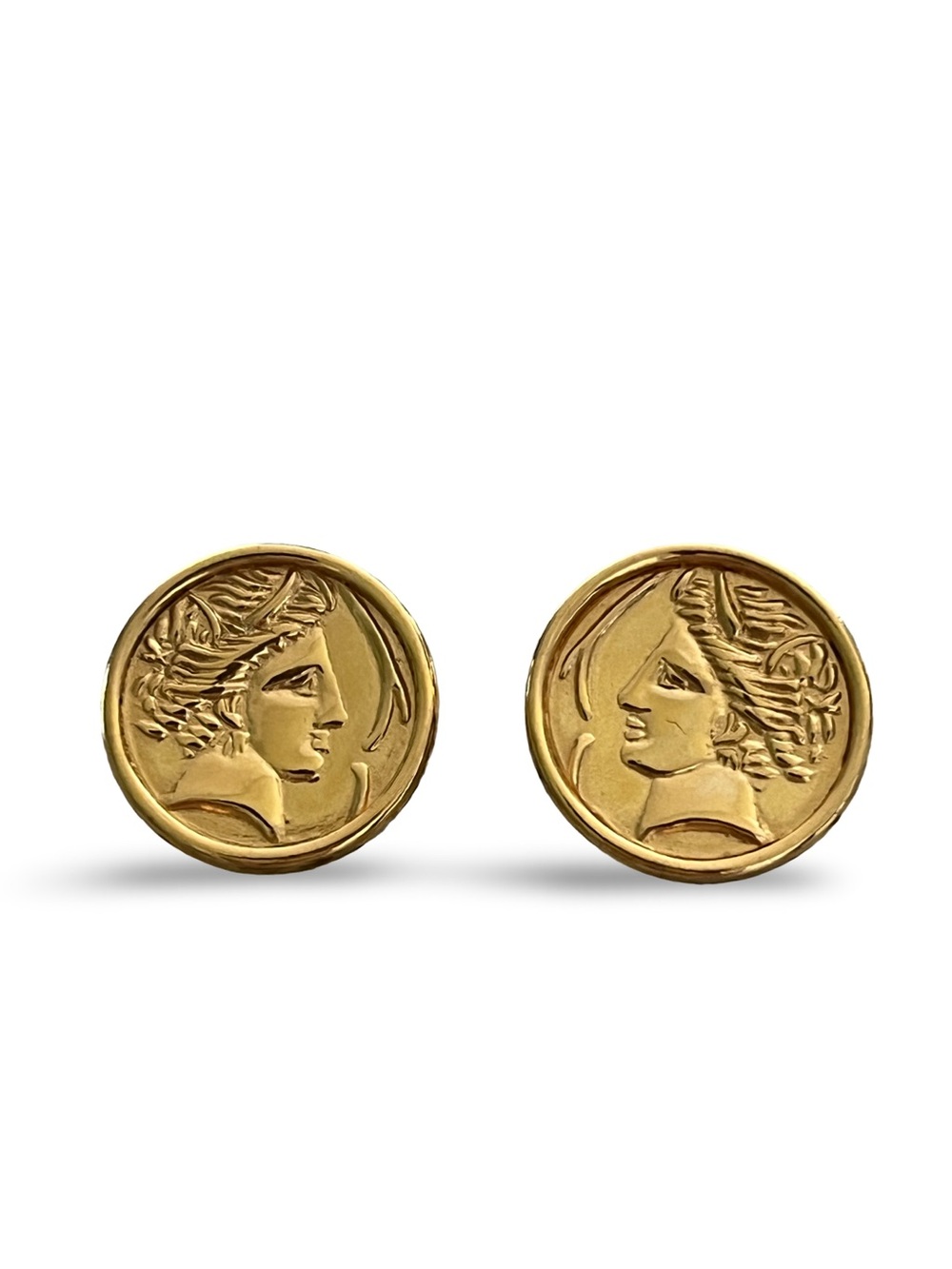 80s Vintage Monet Etruscan Revival - Coin style post earrings